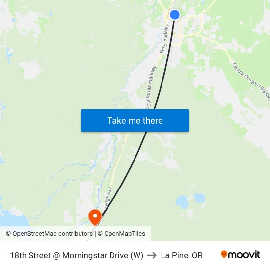 18th Street @ Morningstar Drive (W) to La Pine, OR map