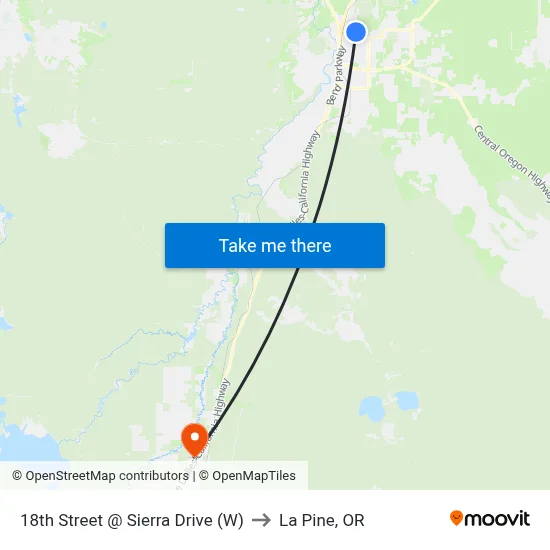 18th Street @ Sierra Drive (W) to La Pine, OR map