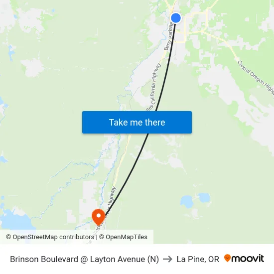 Brinson Boulevard @ Layton Avenue (N) to La Pine, OR map