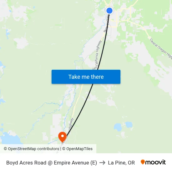 Boyd Acres Road @ Empire Avenue (E) to La Pine, OR map