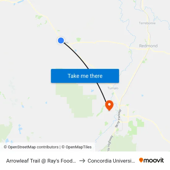 Arrowleaf Trail @ Ray's Food Place (S) to Concordia University-Bend map