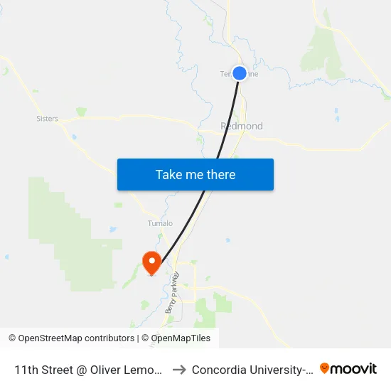11th Street @ Oliver Lemon's (W) to Concordia University-Bend map