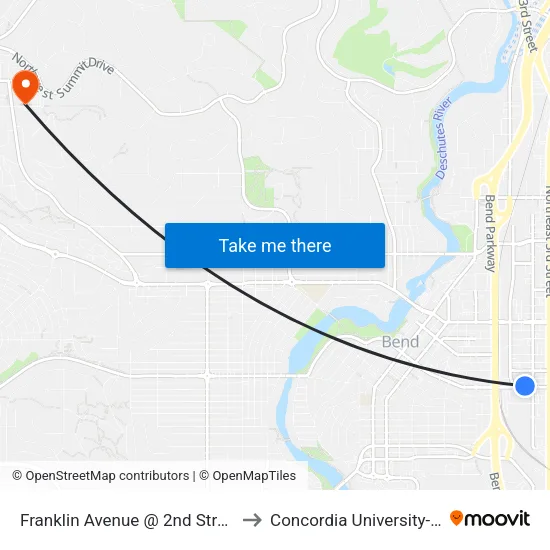 Franklin Avenue @ 2nd Street (N) to Concordia University-Bend map