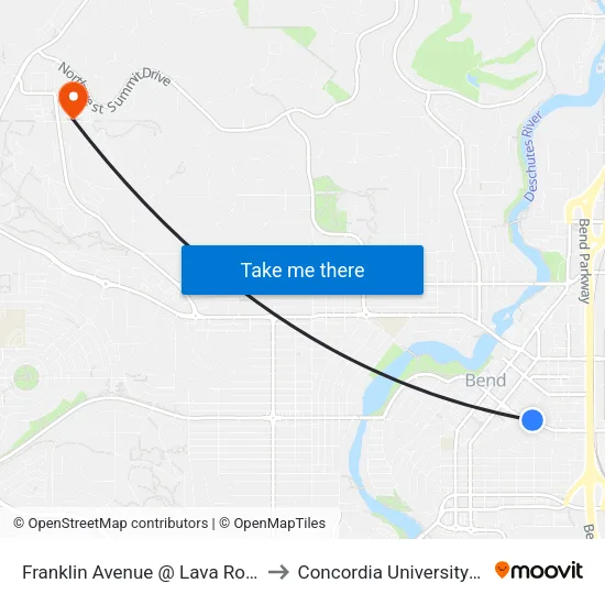 Franklin Avenue @ Lava Road (N) to Concordia University-Bend map