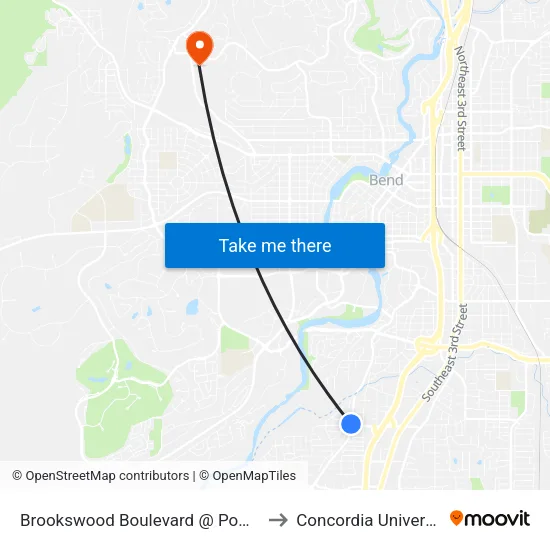 Brookswood Boulevard @ Powers Road (W) to Concordia University-Bend map