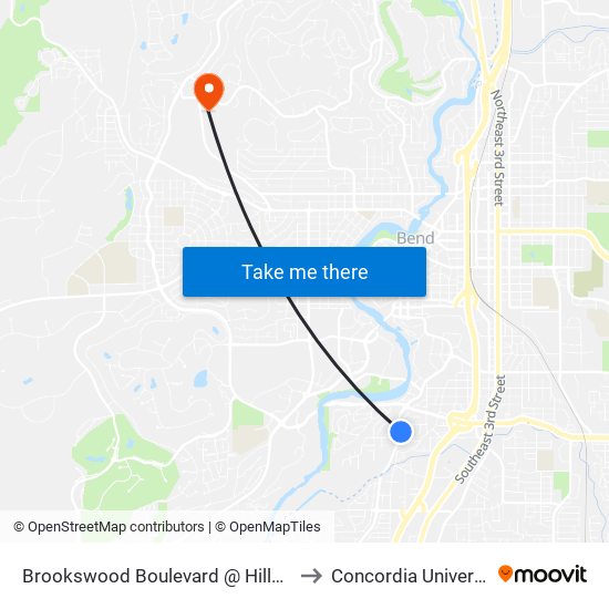 Brookswood Boulevard @ Hillwood Court (E) to Concordia University-Bend map