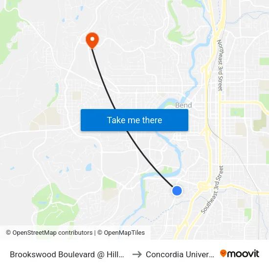 Brookswood Boulevard @ Hillwood Court (E) to Concordia University-Bend map