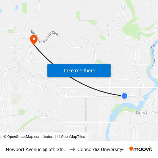 Newport Avenue @ 6th Street (S) to Concordia University-Bend map
