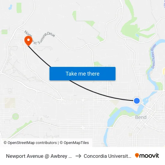 Newport Avenue @ Awbrey Road (S) to Concordia University-Bend map