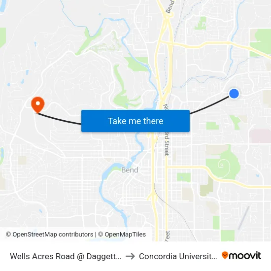 Wells Acres Road @ Daggett Lane (S) to Concordia University-Bend map