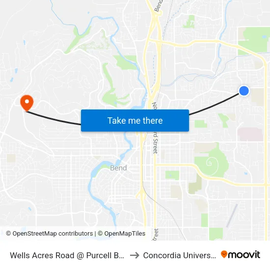 Wells Acres Road @ Purcell Boulevard (E) to Concordia University-Bend map