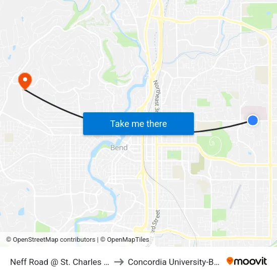 Neff Road @ St. Charles (N) to Concordia University-Bend map