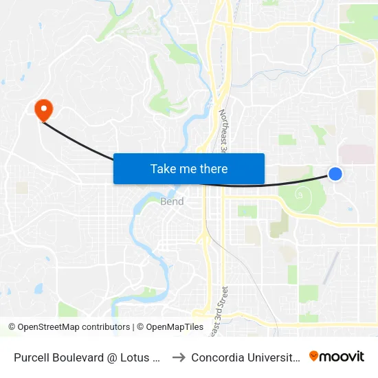 Purcell Boulevard @ Lotus Drive (W) to Concordia University-Bend map