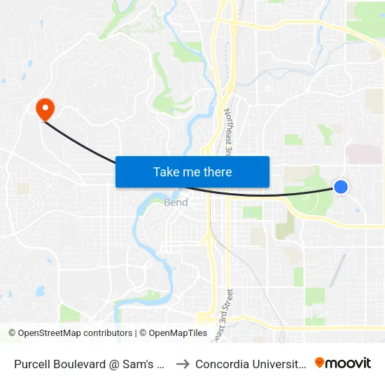 Purcell Boulevard @ Sam's Loop (W) to Concordia University-Bend map