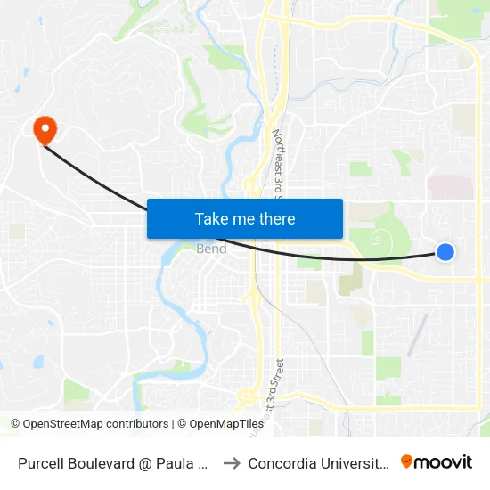 Purcell Boulevard @ Paula Drive (W) to Concordia University-Bend map