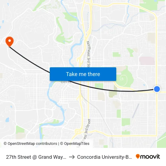 27th Street @ Grand Way (E) to Concordia University-Bend map
