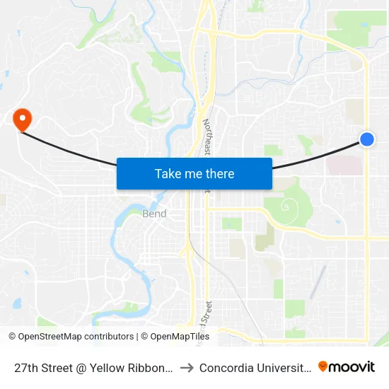 27th Street @ Yellow Ribbon Drive (E) to Concordia University-Bend map