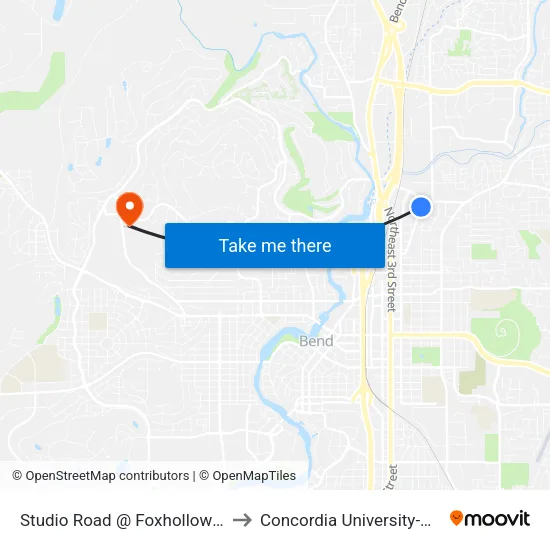 Studio Road @ Foxhollow (W) to Concordia University-Bend map