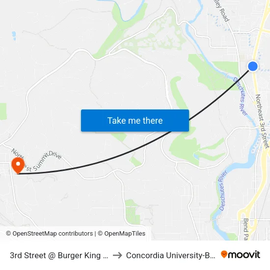 3rd Street @ Burger King (W) to Concordia University-Bend map