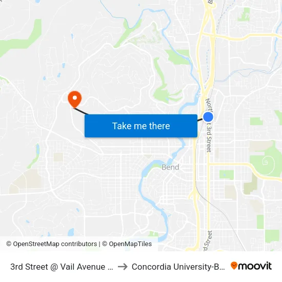 3rd Street @ Vail Avenue (W) to Concordia University-Bend map