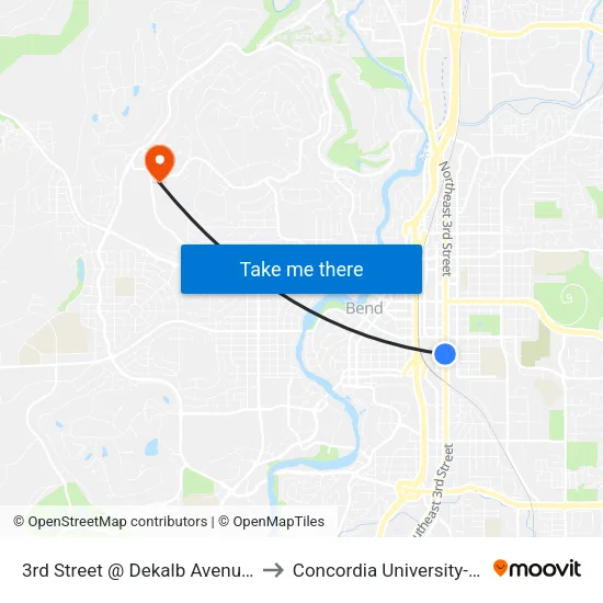 3rd Street @ Dekalb Avenue (W) to Concordia University-Bend map