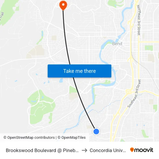 Brookswood Boulevard @ Pinebrook Boulevard (W) to Concordia University-Bend map