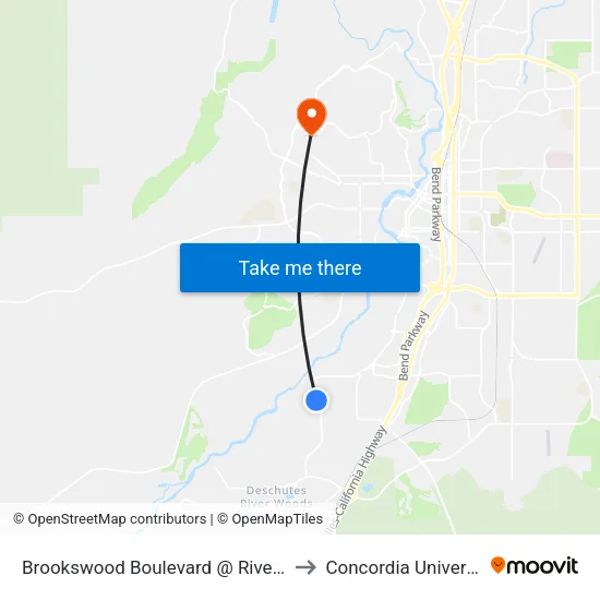 Brookswood Boulevard @ River Rim Drive (E) to Concordia University-Bend map