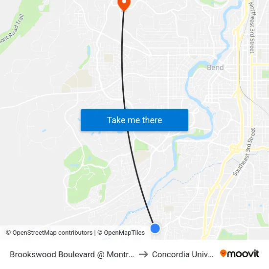 Brookswood Boulevard @ Montrose Pass Street (S) to Concordia University-Bend map