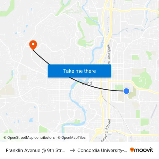 Franklin Avenue @ 9th Street (S) to Concordia University-Bend map