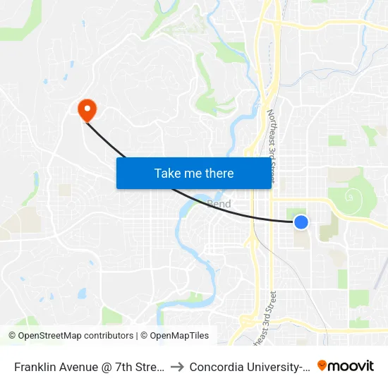 Franklin Avenue @ 7th Street (N) to Concordia University-Bend map