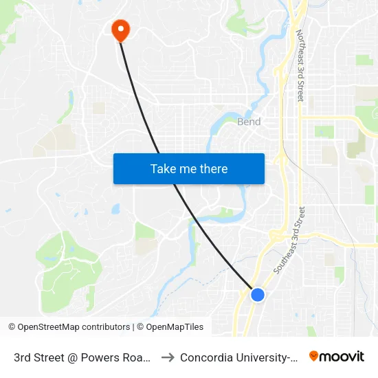3rd Street @ Powers Road (W) to Concordia University-Bend map
