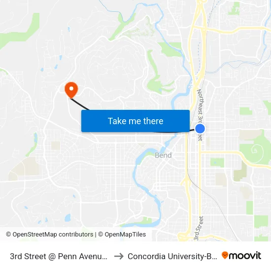 3rd Street @ Penn Avenue (E) to Concordia University-Bend map