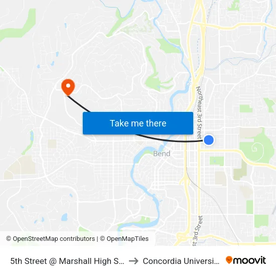 5th Street @ Marshall High School (W) to Concordia University-Bend map