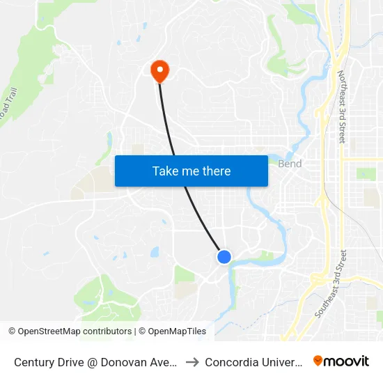 Century Drive @ Donovan Avenue (Osu) (E) to Concordia University-Bend map