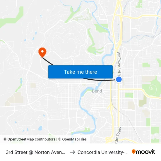 3rd Street @ Norton Avenue (E) to Concordia University-Bend map