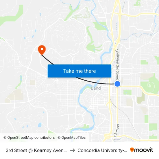 3rd Street @ Kearney Avenue (E) to Concordia University-Bend map