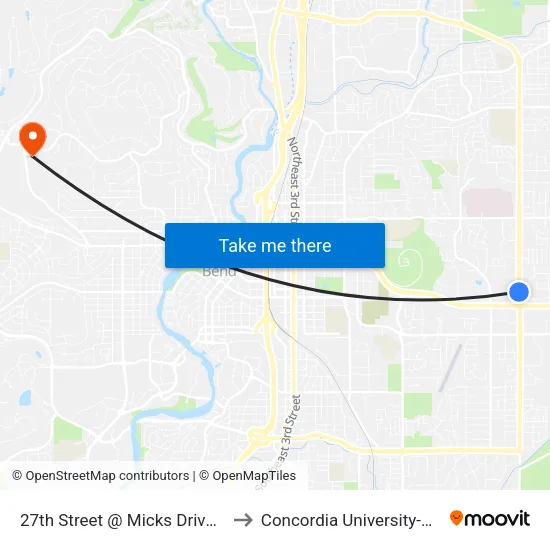 27th Street @ Micks Drive (W) to Concordia University-Bend map