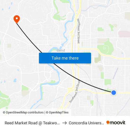 Reed Market Road @ Teakwood Drive (N) to Concordia University-Bend map