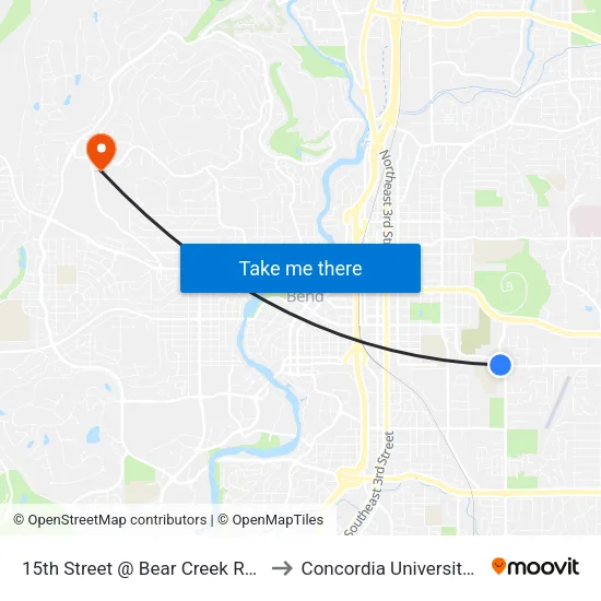 15th Street @ Bear Creek Road (W) to Concordia University-Bend map
