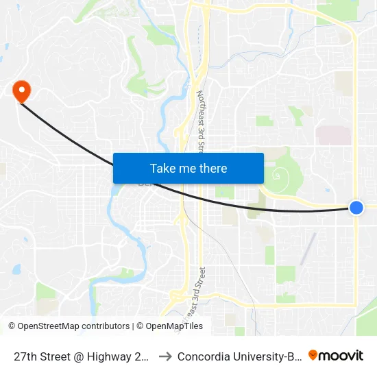 27th Street @ Highway 20 (E) to Concordia University-Bend map