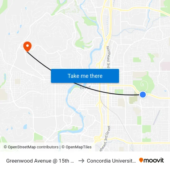 Greenwood Avenue @ 15th Street (S) to Concordia University-Bend map