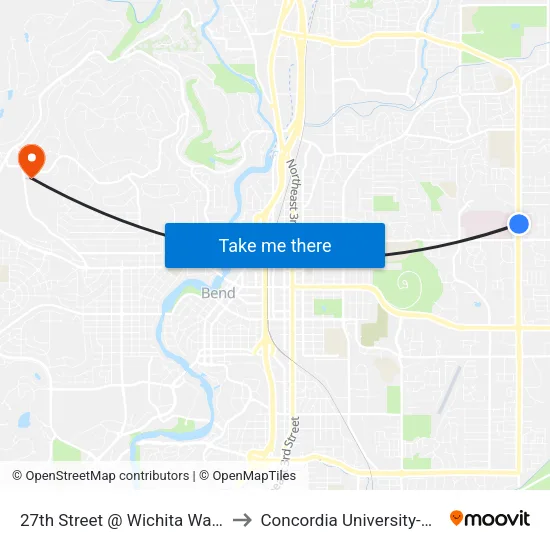 27th Street @ Wichita Way (E) to Concordia University-Bend map