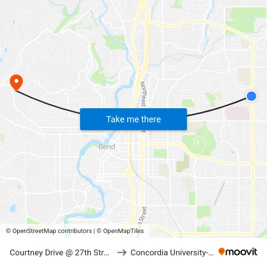 Courtney Drive @ 27th Street (N) to Concordia University-Bend map