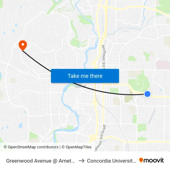 Greenwood Avenue @ Arnett Way (N) to Concordia University-Bend map