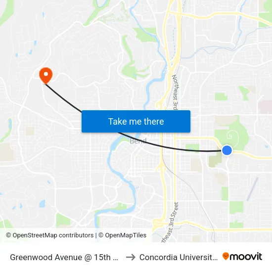 Greenwood Avenue @ 15th Street (N) to Concordia University-Bend map