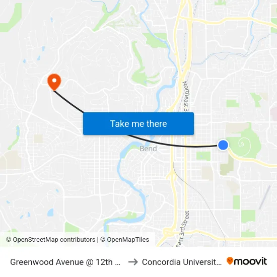 Greenwood Avenue @ 12th Street (N) to Concordia University-Bend map