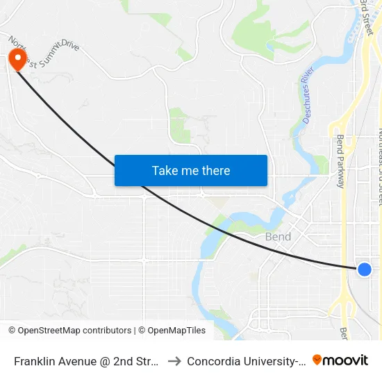 Franklin Avenue @ 2nd Street (S) to Concordia University-Bend map