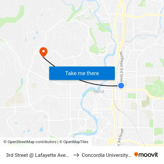 3rd Street @ Lafayette Avenue (W) to Concordia University-Bend map