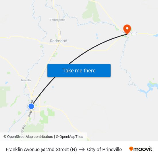 Franklin Avenue @ 2nd Street (N) to City of Prineville map