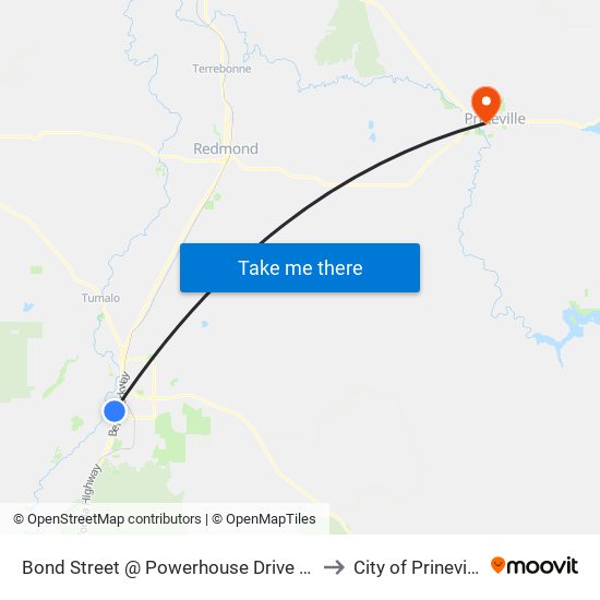 Bond Street @ Powerhouse Drive (E) to City of Prineville map